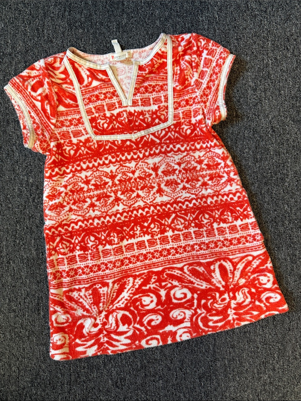 J Crew Crewcuts Red and White Terry Cloth Patterned Dress cover up size 4